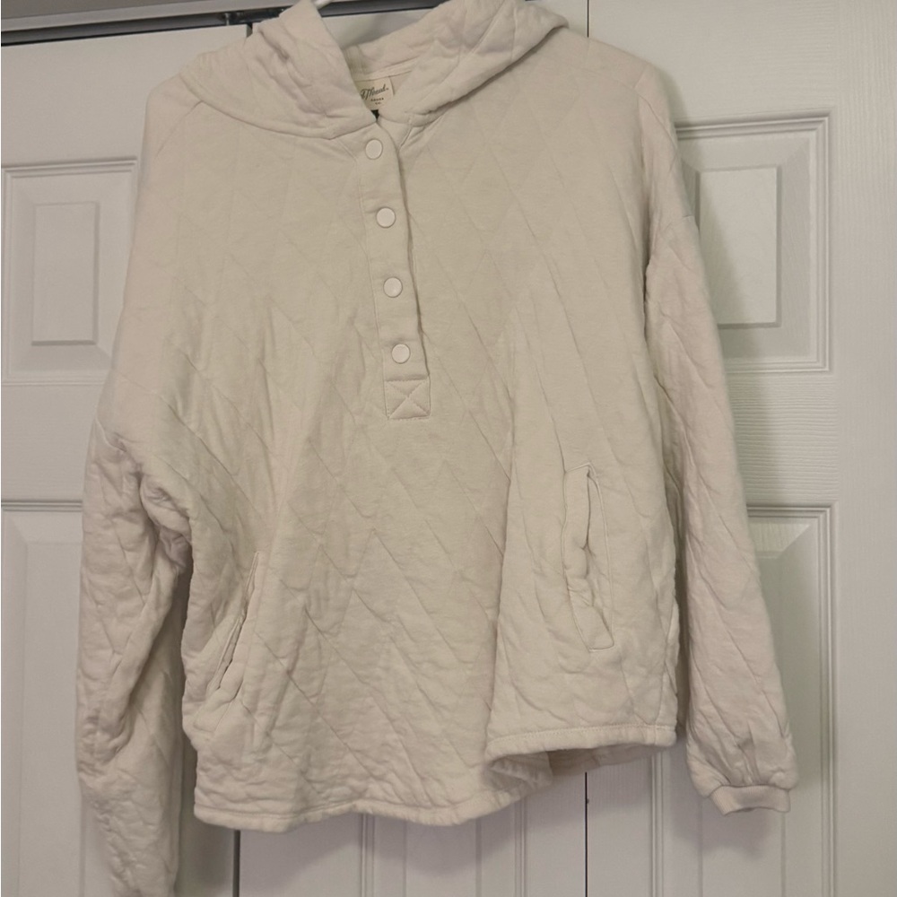 Cream Quilted Hoodie